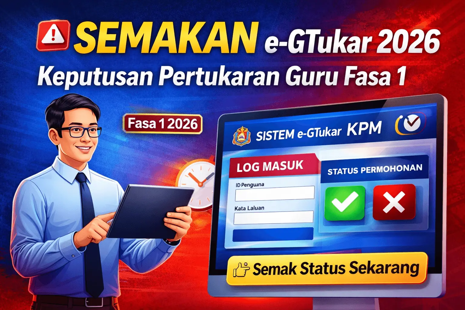 Semakan e-GTukar 2026 cara semak keputusan pertukaran guru Fasa 1 secara online