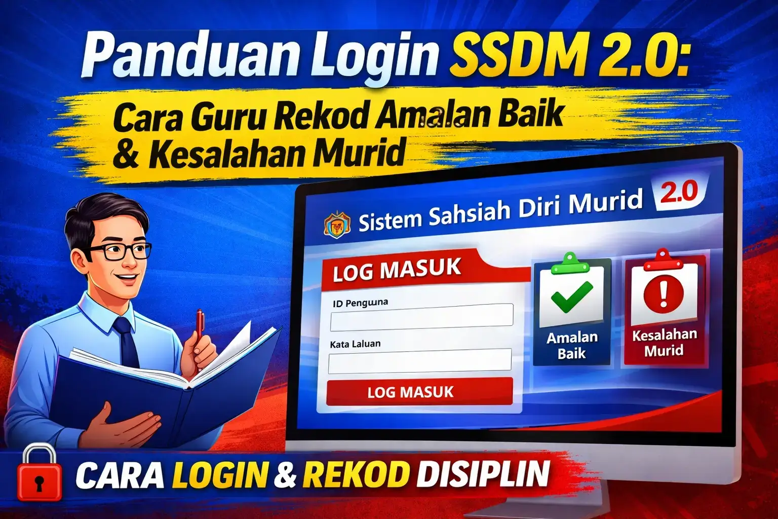 Log masuk SSDM 2.0 panduan guru untuk rekod amalan baik dan kesalahan murid dalam sistem disiplin sekolah Malaysia
