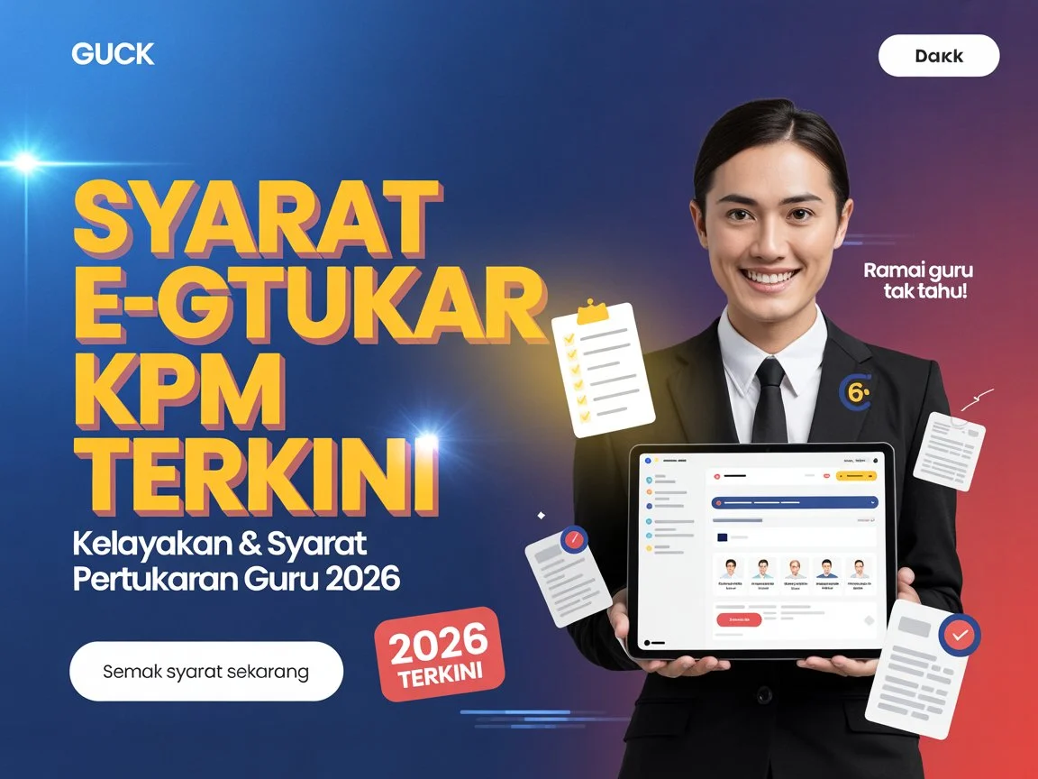 Syarat e-GTukar KPM terkini paparan panduan kelayakan pertukaran guru 2026 dengan semakan syarat dan portal permohonan online